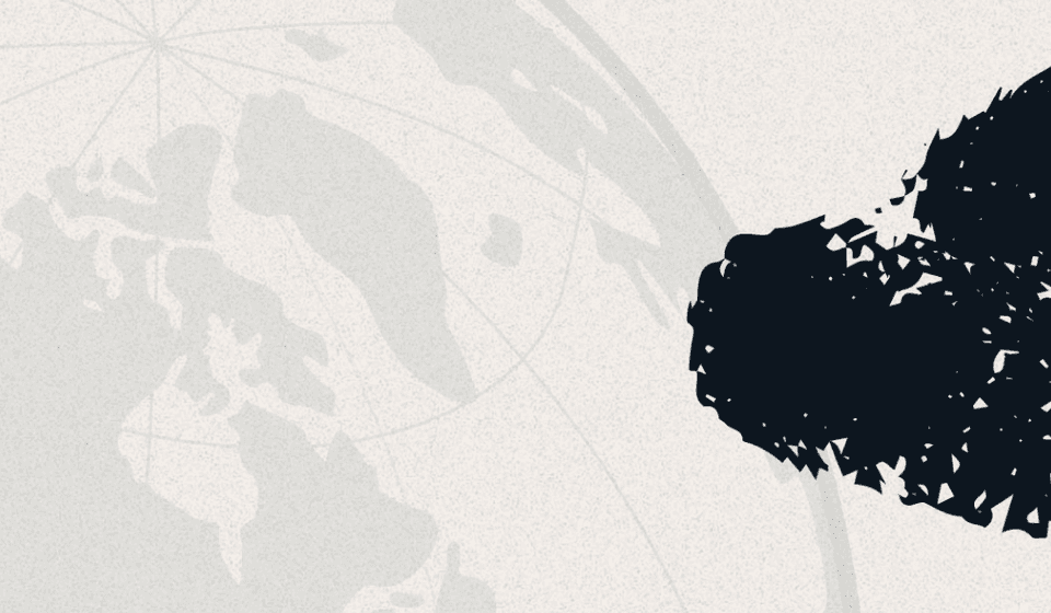 Globe with fingerprints overlay